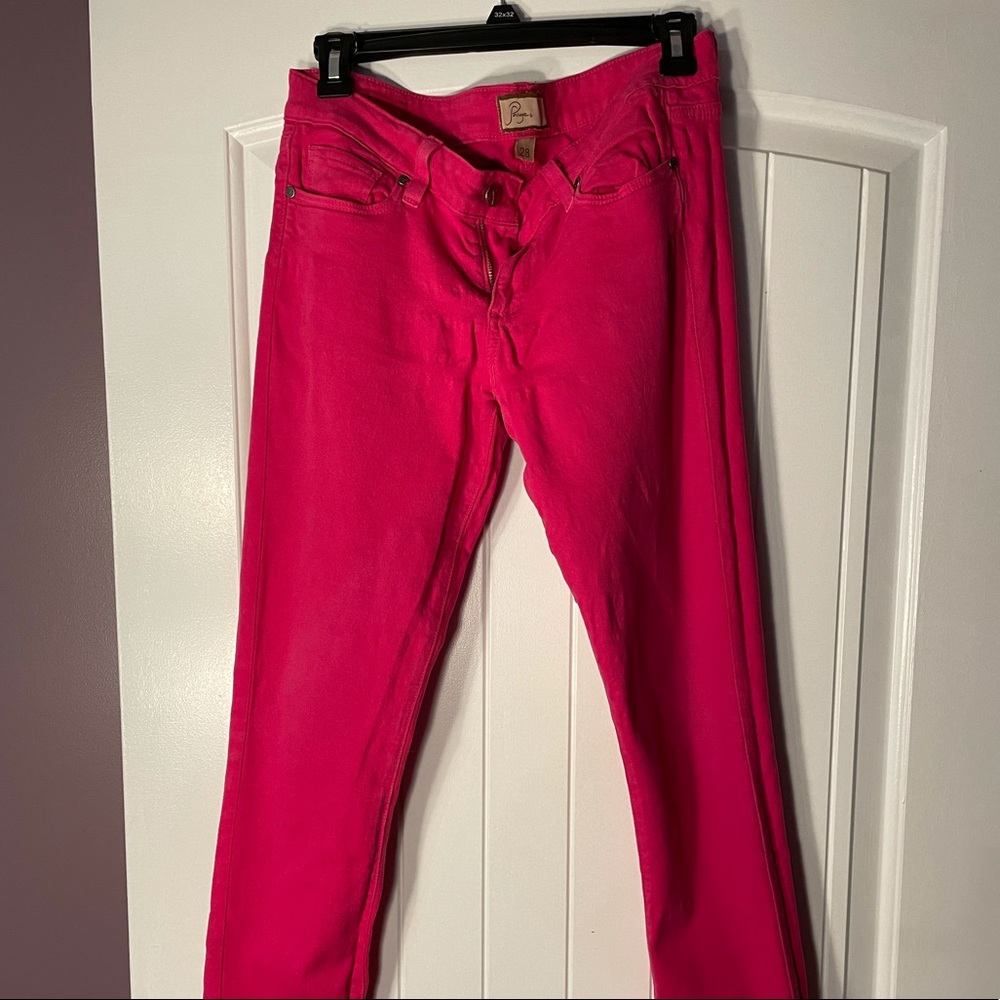 Paige hot pink skinny ankle jeans